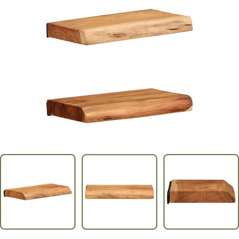Rangement mural - Étagères murales 2 pcs 30x20x3,5 cm bois massif d'acacia (1/5)