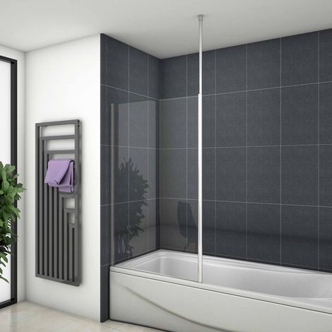 70x140cm Duschwand Badewannenwand Badewannenaufsatz Festwand Duschabtrennung+Haltestang (1/4)