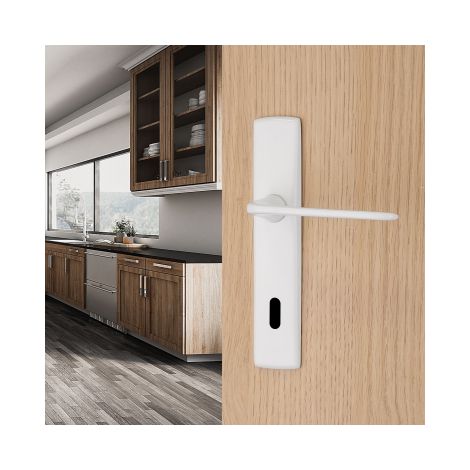 Ouvre&Déco – 2 poignées de porte TOM entrée de clé, zamak blanc entraxe 165 mm (1/3)