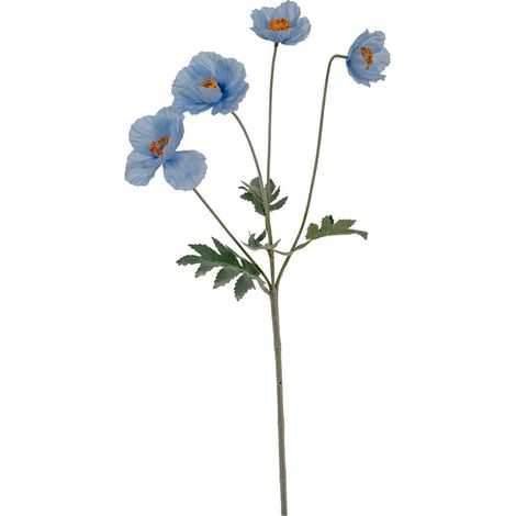 Papaver Oppy Spray Artificial Flower - Plastic - L15 x W15 x H58 cm - Blue