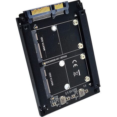 Boîtier pour disque dur combo SATA 2,5 pouces avec carte SSD Mini-SATA double MSATA CY et pont RAID 0 JBOD (1/5)