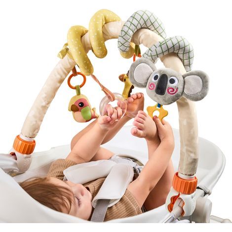2-in-1 Baby-Aktivitätsspirale mit Aktivitätsbogen, Kinderwagenspielzeug für Babys von 0-9 Monaten, hängendes Entwicklungsspielzeug mit Rassel und Ringen (1/5)