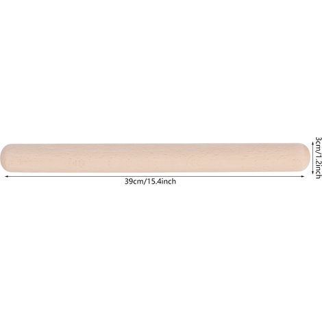 Rouleau à Pâtisserie en Bois Massif 39cm - Pour Pizza, Pâte à Tarte et Biscuits - Ustensile de Cuisine Professionnel (1/5)