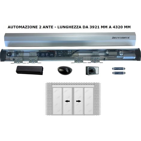 Porta Automatica A Vetri 2 Ante Fino A 432 Cm Compatibile Con Aprimatic 24v