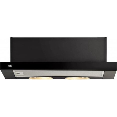 Beko – Hotte aspirante semi-encastrée 420 m³/h – 2 filtres à graisse et charbon – 2 vitesses – Éclairage LED – Noir – 59,8 x 28 cm (1/2)