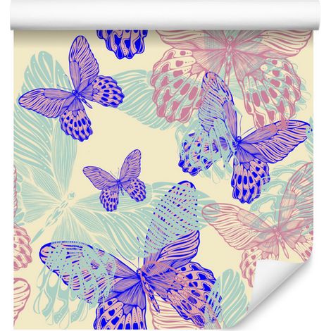 Papier peint papillons colorés et nature pour salon et chambre 50x1000 cm (1/5)