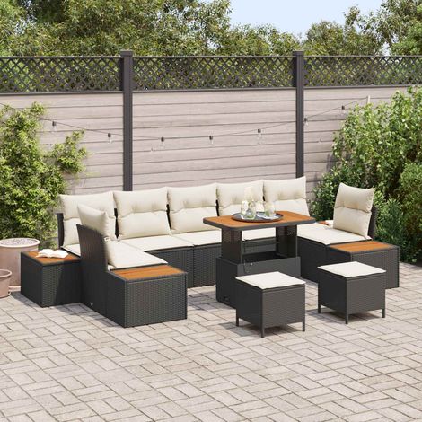 vidaXL Conjunto de sofás de jardín 10 uds. 9-Número de plazas (1/5)