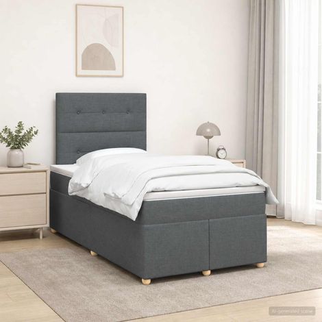 vidaXL Cama box spring con colchón Gris oscuro 120 x 200 cm Tela (1/5)