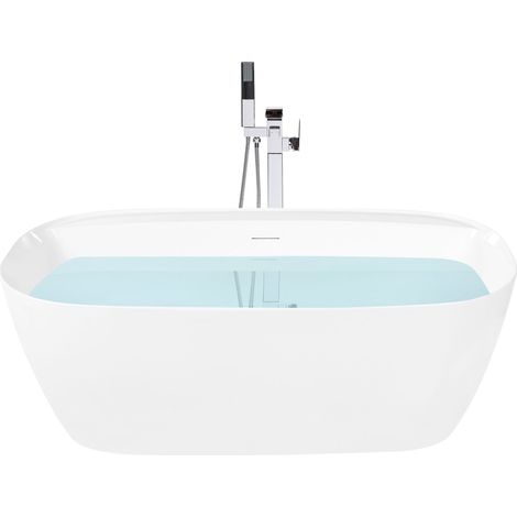 Baignoire Ilot Ovale 170 x 80 cm en Acrylique à Rebord Fin Moderne Blanche Tacuaral (1/5)