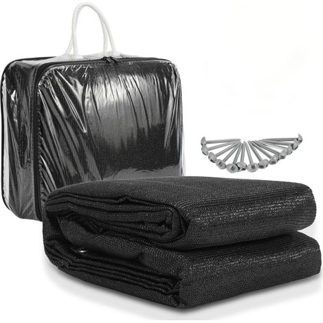 Jiubiaz Tapis de camping 300x300 cm HDPE PEHD Noir Facile à Poser sur Sol Rocheux