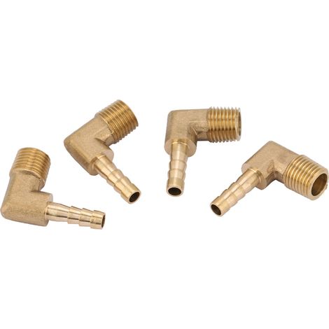 4 raccords coudés mâles en laiton pour tuyau d'arrosage, filetage G1/4" 6 mm (1/5)
