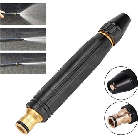 High Pressure Water Spray Gun Metal Brass Nozzle Car Garden Lawn Wash Hose Pipe FT (1/4)