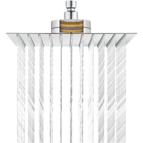 Pommeau de douche filtré, pommeau de douche à effet pluie de luxe de 25 cm, rend l'eau dure douce et durable, ce qui améliore l'état de la peau et des cheveux, conception de filtre in (1/5)