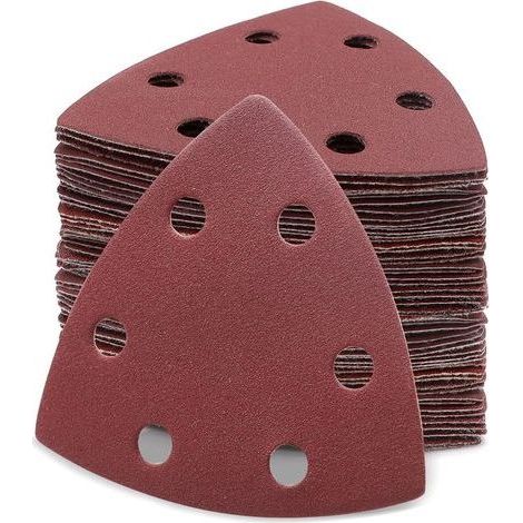 60 Pièces Delta-Triangles de Ponçage Papier Abrasifs pour Ponceuse Delta - 93 x 93 x 93 mm Triangles Abrasifs Autoagrippants (Grain 40/80/120/180/240/320, 6 Trous) (1/5)