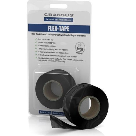 Crassus Flex-Tape CRA70605 25mmx3,5mx0,7mm, selbstverschweißend, schwarz