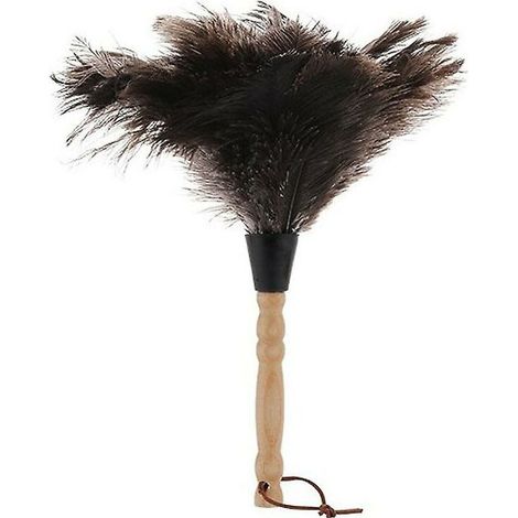 Plumeau d'autruche, plumeau plumeau plumeau véritable plumes d'autruche naturelles avec manche en bois et réutilisable respectueux de l'environnement- (1/4)
