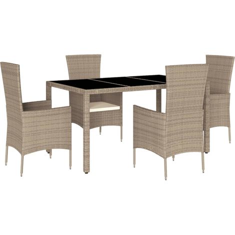Maison Exclusive - 5-tlg. Garten-Essgruppe mit Kissen Beige Poly