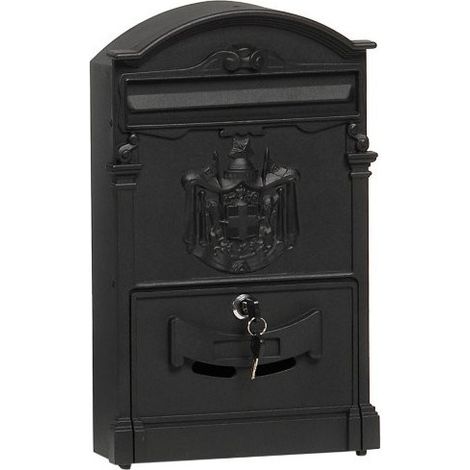 Trade Shop - Buzón Antiguo De Estilo Clásico En Aluminio Pintado - Negro