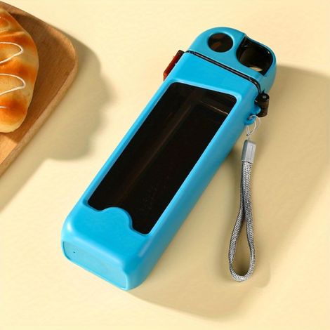 Bouteille d'eau rectangulaire avec paille portable, anti-fuite, non toxique, sans BPA, pour le vélo, le sport, la salle de sport, le yoga, les voyages, le bureau, le couvercle à double paroi, vert (1/5)