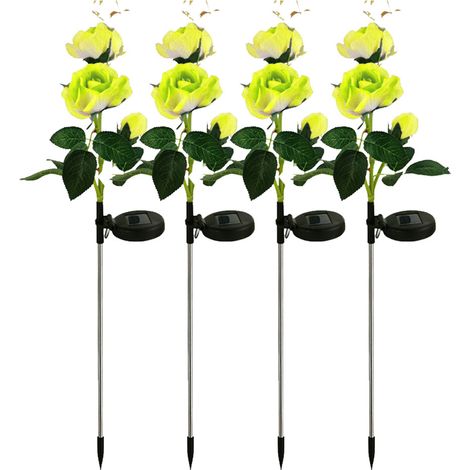 Lot de 4 lampes solaires roses, tiges flexibles, étanches, décoration jardin, terrasse, patio (1/5)
