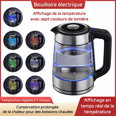 Bouilloire Électrique en Verre Borosilicate 1,8L 1850-2200W avec Éclairage LED Socle 360° 22 × 15,5 × 23 cm 1,14 kg – Livraison gratuite (1/5)