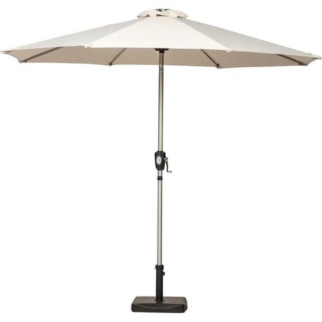 Crank and Tilt LED Strip Parasol - Aluminium/Polyester - L270 x W270 x H225 cm - Ivory (1/4)