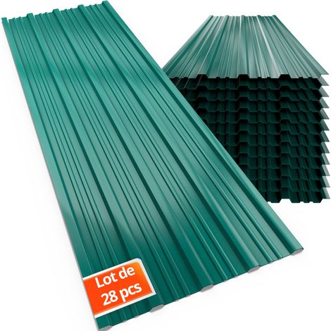 GARDEBRUK® 28x Tôles profilées ondulées revêtement mur toit abri de jardin 110cm x 46 cm = 14 m²   28 tôles - vert
