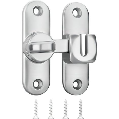 Verrou Porte pour Portes Coulissantes,Serrure Porte Serrure Porte Lnterieure,Sliding Door Lock Latch 90/180 Degrés Serrure de Porte avec Vis pour Grang de Eains Coulissante Cuisines Fenêtre