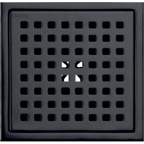 [JAMAIS UTILISÉ] Drain de plancher de douche carré de 6 po noir mat, grille avec couvercle amovible, acier inoxydable SUS304 (1/4)