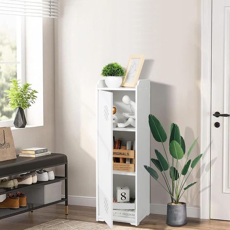 Hofuton Armoire de salle de bain autoportante avec 1 porte pour la maison, la cuisine, le salon et le couloir, 24 x 20 x 75 cm, blanc (1/5)