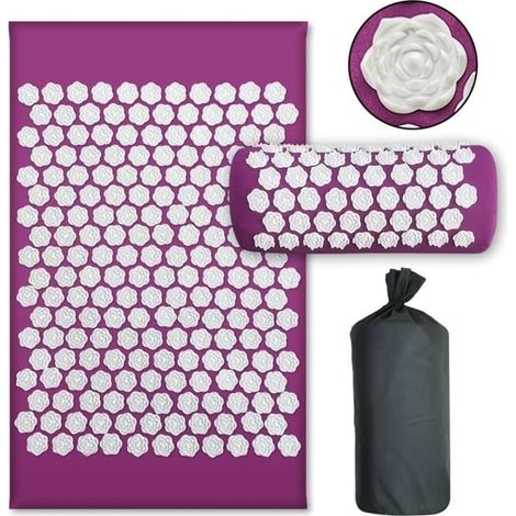Couleur 3pcs-Purple coussin de Yoga en forme de fleur de lotus, acupression, masseur de pieds, applicateur de , tapis de Pilates (1/4)