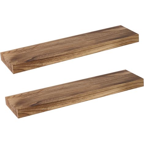 2Pcs Floating Shelves Wall Mounted Storage Wooden Display Shelf 23.5IN 61CM