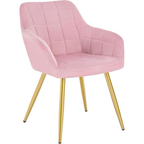 WOLTU Kitchen dining chairs Arms Backrest Living Room chairs Bedroom Velvet chairs Pink (1/5)