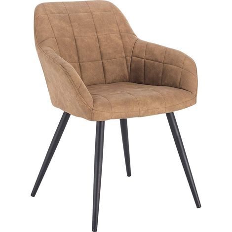 WOLTU Chaise de salle à manger, rembourrée en tissu scientifique, Chaise de cuisine, pieds en métal, Brun (1/4)