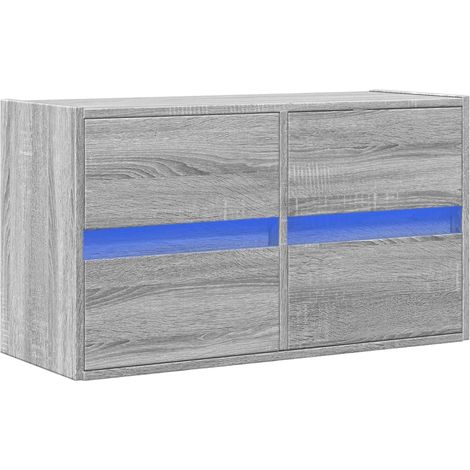 Mobile TV multimediale scaffale per televisione televisione buffet sala da pranzo soggiorno camera da letto a parete con luci LED sonoma 80 x 31 x 45 cm grigio 020028060