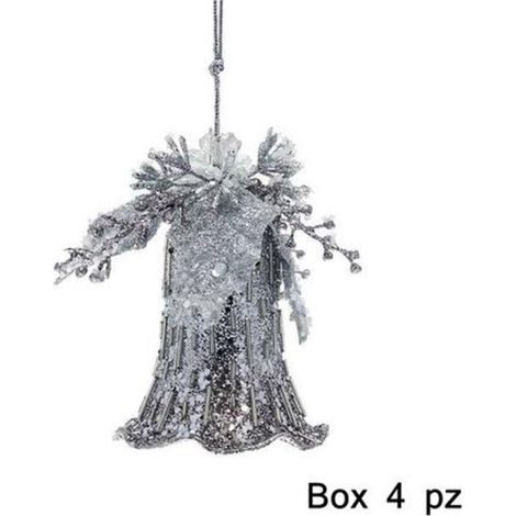 4 Campane per albero di natale - colore argento - decorazioni addobbi natalizi