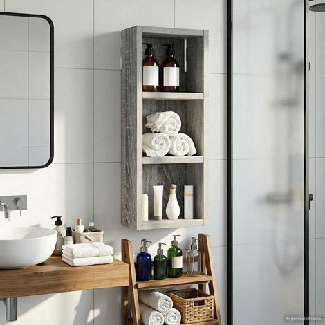 Armario de pared para baño Gris  20 x 10 x 50 cm