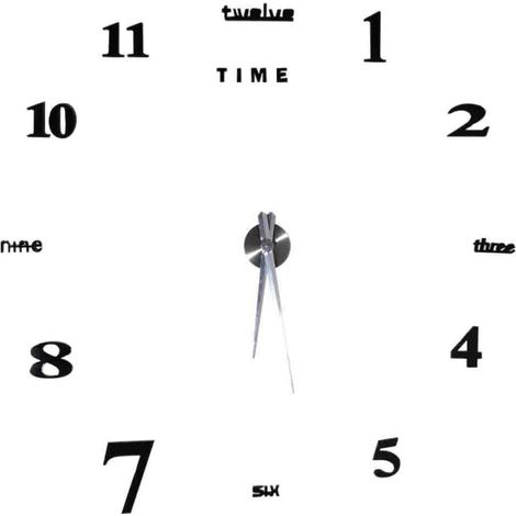 Kit de grande horloge murale bricolage moderne autocollant de surface de miroir 3D pour la salle de bureau à domicile