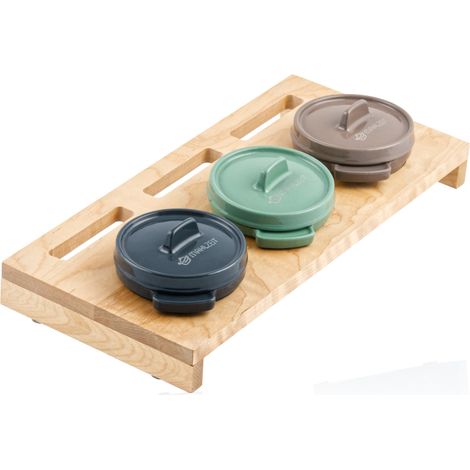 Mahlzeit Set di mini cocotte Meal con supporto in legno 3 x 250 ml Ghisa smaltata (1/5)