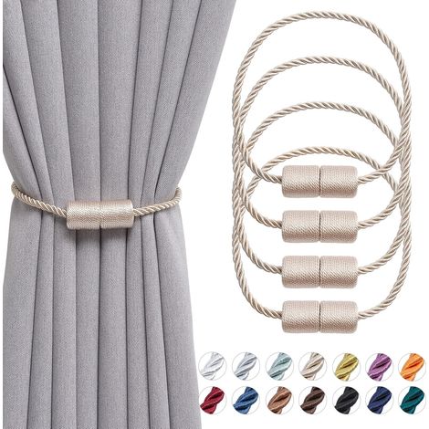 Lot de 4 embrasses magnétiques faites main en corde tissée beige, 40,6 cm. (1/5)
