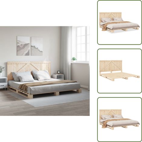 The Living Store Cadre de lit sans matelas avec tête de lit 200x200 cm - Lit Double - Cadre De Lit - Lit En Bois - Lit Design - Lit Moderne (1/5)