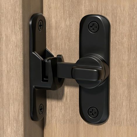 Verrou de porte sans perçage, verrou de porte à angle droit 90/180 degrés en alliage d'aluminium, pour portes coulissantes/portes à pousser. (1/3)