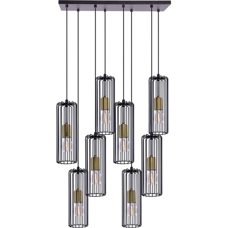 Lustre industriel noir/or réglable 8xE27 Kaja Gabia K-4938 (1/5)