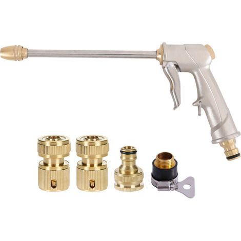 Pistolet d'arrosage en métal, pistolet pulvérisateur haute pression avec rallonge en métal, pistolet d'arrosage de jardin (1/5)