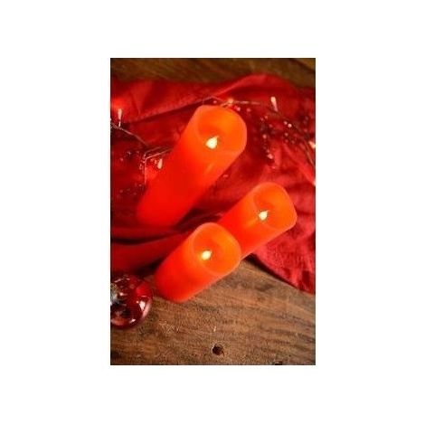 Ensemble de 3 bougies LED rouges animées effet flamme blanc chaud hauteur 15/20/25cm à pîles 3X1.5V (non incl) BLACHERE JFA19R