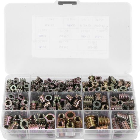 Lot de 230 écrous à visser M4-M10 en alliage de zinc, insert fileté pour meuble bois (1/5)