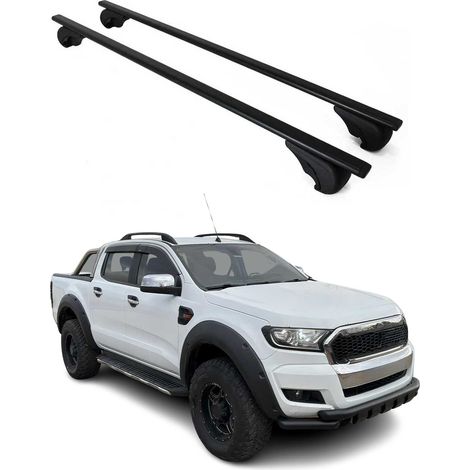 OMAC Dachträger Querträger für Ford Ranger T6 P375 2011-2022 – Abschließbar – Max. 75 kg – 2 Stangen Stahl Schwarz