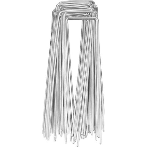 Piquet De Fixation - 15 Cm X 2.5 Cm - Diametre 2.9 Mm - Acier Galvanise - Pour Tente Jardin Filet Anti Oiseaux Toile Anti Mauvaises Herbes - Lot De 40