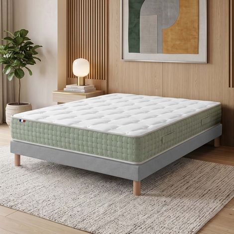 Ensemble matelas ressorts HYGGE sommier déco gris foncé 140x190cm (1/5)