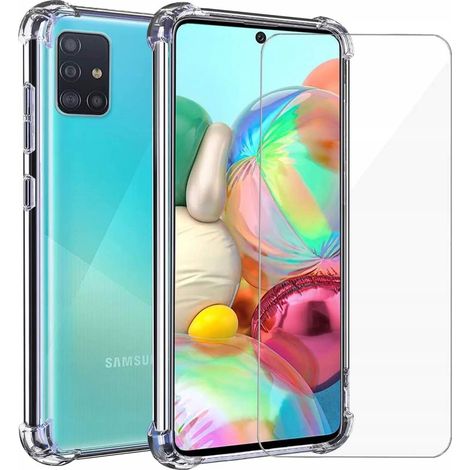 CUSTODIA ANTIURTO TRASPARENTE per Samsung Galaxy A71 5G + vetro (1/5)